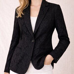 Banana Republic Black Lace Blazer Tailored Jacket Size 4